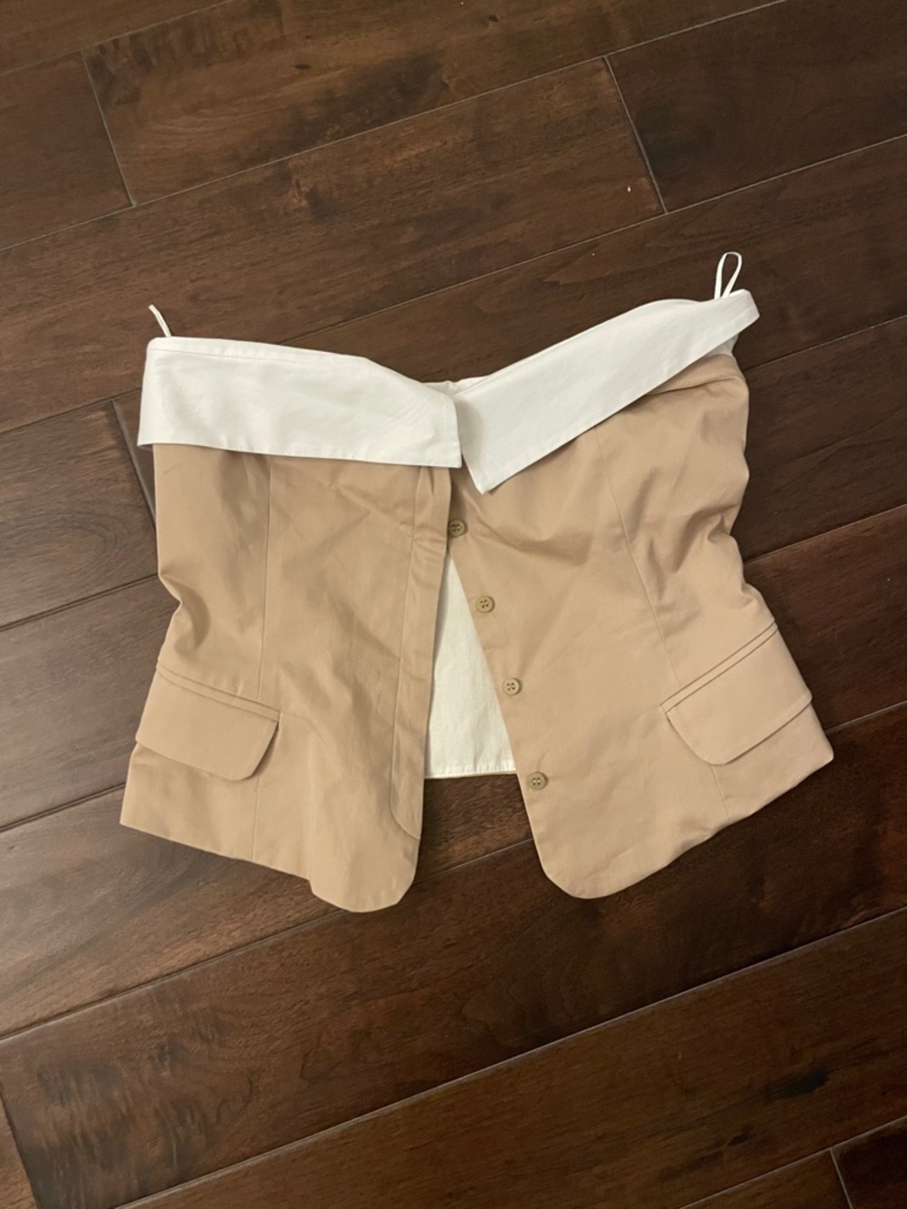 Zara strapless top nwt SZL cream and white button down